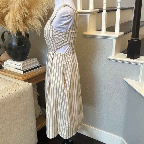 Madewell Cut Out Sides Striped Cotton MIDI Sleeveless Dress Size 2 - Picture 4 of 8